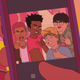 (L-R): Derica (Kiersey Clemons), Truman (Jaboukie Young-White), Dale (Skyler Gisondo), and Benny (Peter Kim)